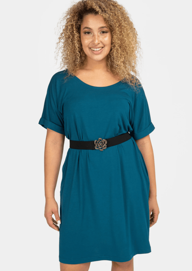 The Everyday T-Shirt Dress in Saphire Blue - Final Sale - Veneka-Sustainable-Ethical-Dresses-Encircled Drop Ship