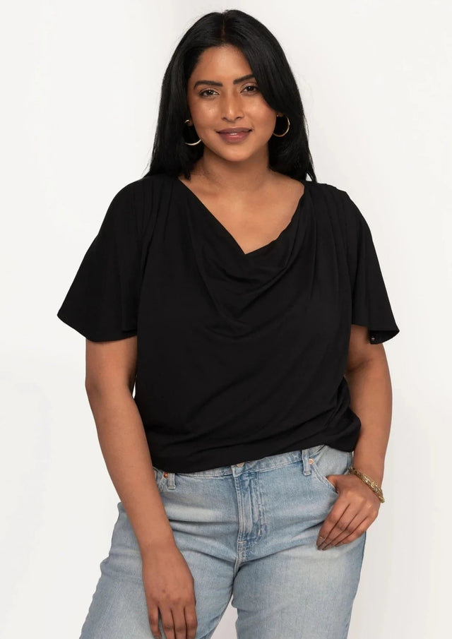 The Evolve Top in Black Tencel - Veneka-Sustainable-Ethical-Tops-Encircled Drop Ship