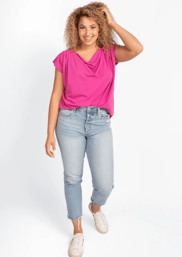 The Evolve Top in Bright Magenta Tencel - Veneka-Sustainable-Ethical-Tops-Encircled Drop Ship