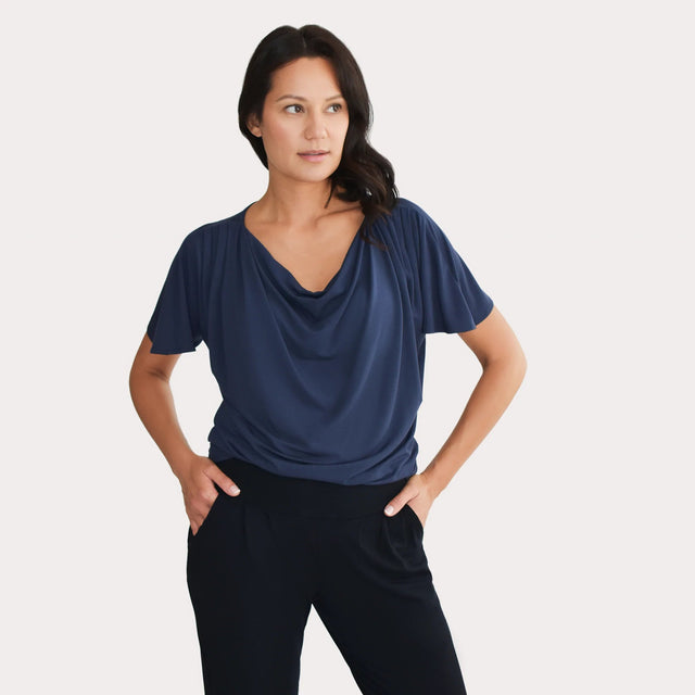 The Evolve Top in Navy Blue Modal - Veneka-Sustainable-Ethical-Tops-Encircled Drop Ship