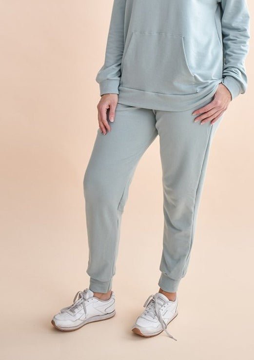 The Fair Cloud Terry Jogger in Mist Green - Final Sale - Veneka-Sustainable-Ethical-Bottoms-Encircled Drop Ship