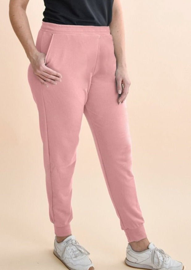 The Fair Cloud Terry Jogger in Pink Quartz - Final Sale - Veneka-Sustainable-Ethical-Bottoms-Encircled Drop Ship