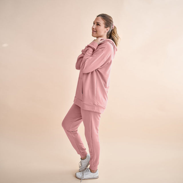 The Fair Cloud Terry Jogger in Pink Quartz - Final Sale - Veneka-Sustainable-Ethical-Bottoms-Encircled Drop Ship