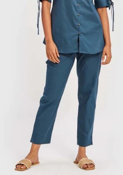 The Goes With Everything Pant in Poplin Blue - Veneka-Sustainable-Ethical-Bottoms-Reistor Drop Ship