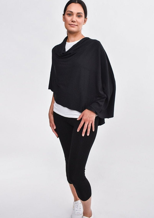 The Renew Shawl in Black - Veneka-Sustainable-Ethical-Tops-Encircled Drop Ship