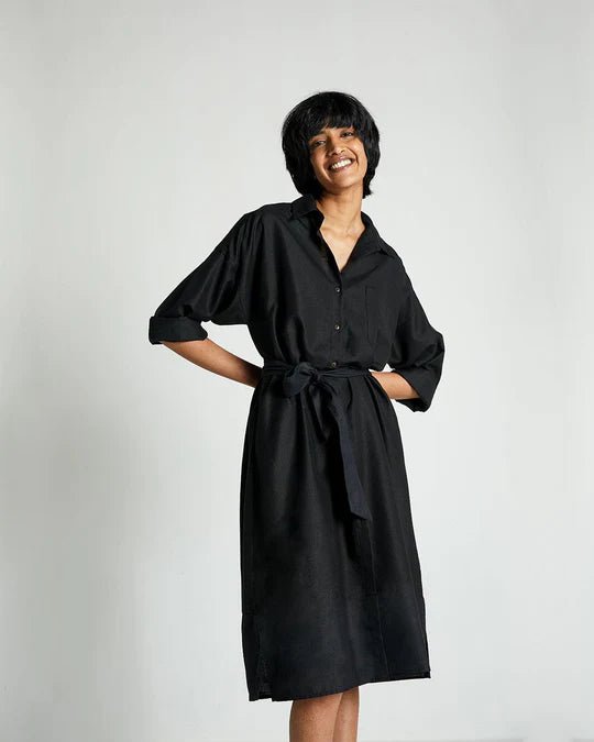 The Sunday Smoke Dress in Black - Veneka-Sustainable-Ethical-Dresses-Reistor Drop Ship