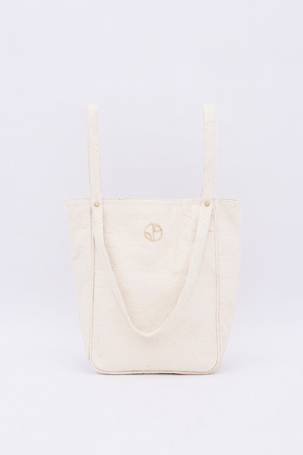 Tokyo NRT Piñatex® Tote Bag in Latte - Veneka-Sustainable-Ethical-Bag-1 People Drop Ship