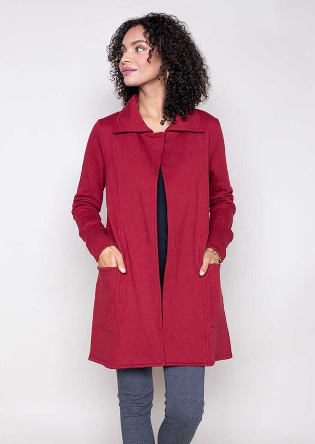 Urban Coat in Cherry - Veneka-Sustainable-Ethical-Jackets-Indigenous Drop Ship