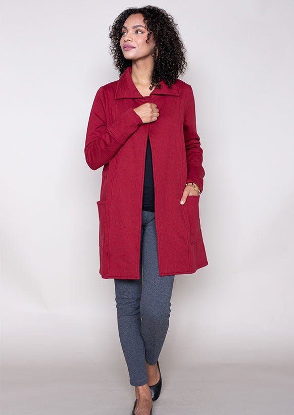 Urban Coat in Cherry - Veneka-Sustainable-Ethical-Jackets-Indigenous Drop Ship