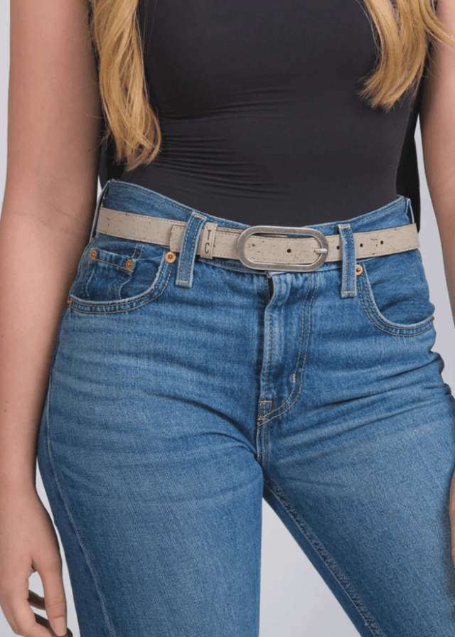 Vegan Cork Leather Women's Belt in Gray - Veneka-Sustainable-Ethical-Other-Tiradia Cork Drop Ship
