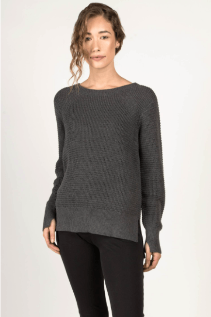 Waffle Knit Sweater in Charcoal - Veneka-Sustainable-Ethical-Tops-Indigenous Drop Ship