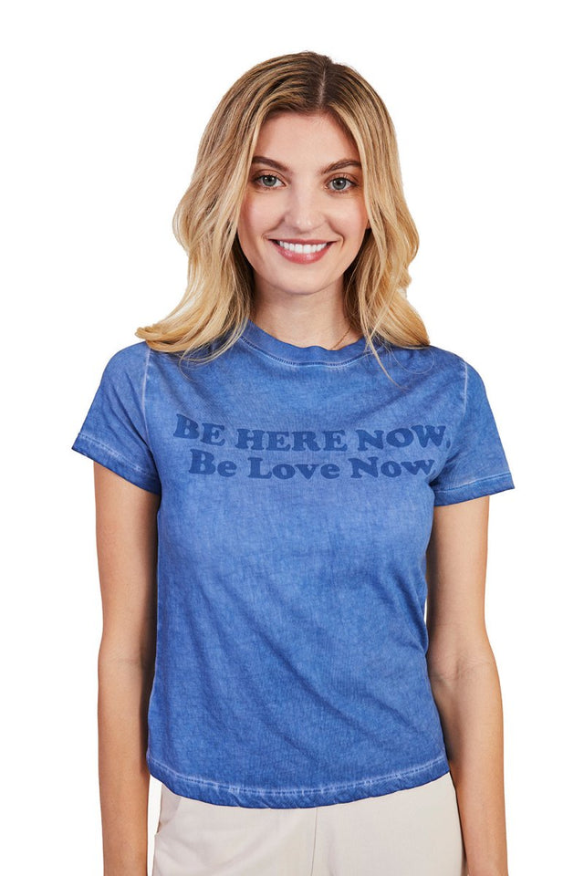 YesAnd x Ram Dass Be Here Now Tee in Blue - Veneka-Sustainable-Ethical-Tops-YesAnd Drop Ship