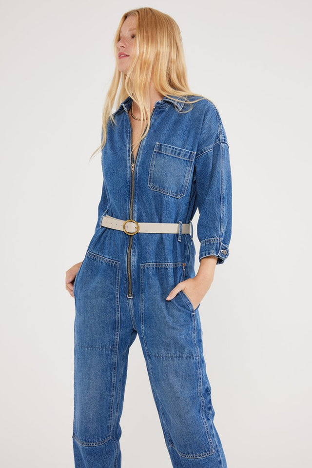 Zeta Carpenter Jumpsuit - Cimarron - Veneka-Sustainable-Ethical-Denim-Etica Denim Drop Ship