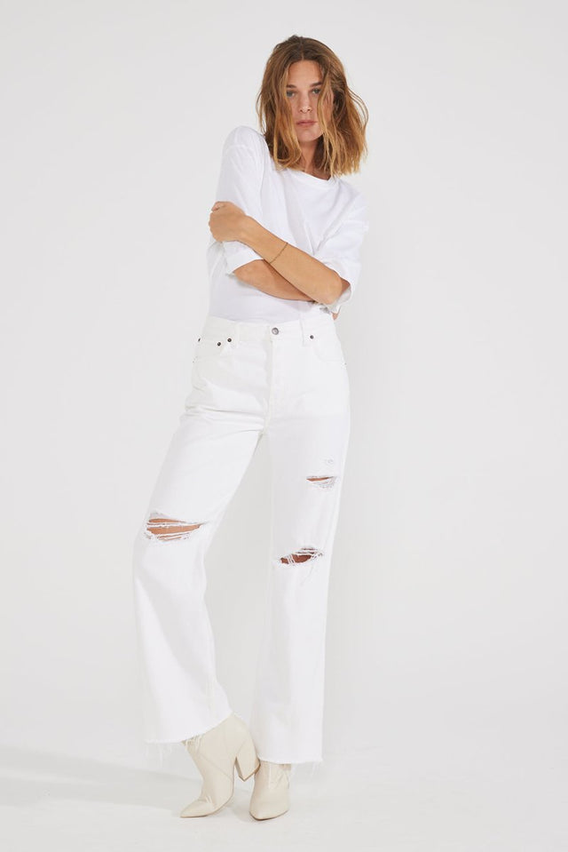 Amis Mid Rise Relaxed Boot - Vintage White - Veneka-Sustainable-Ethical-denim-Etica Denim Drop Ship