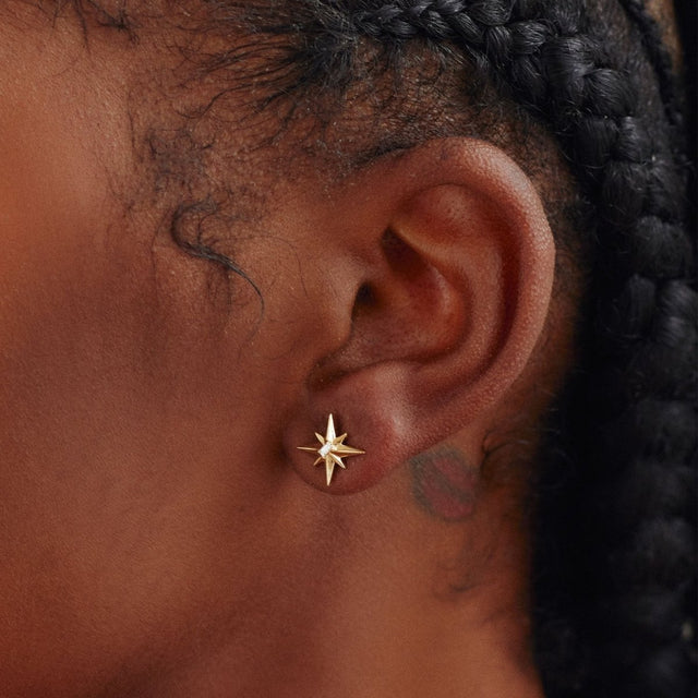 Aster Gold Sapphire Star Earrings
