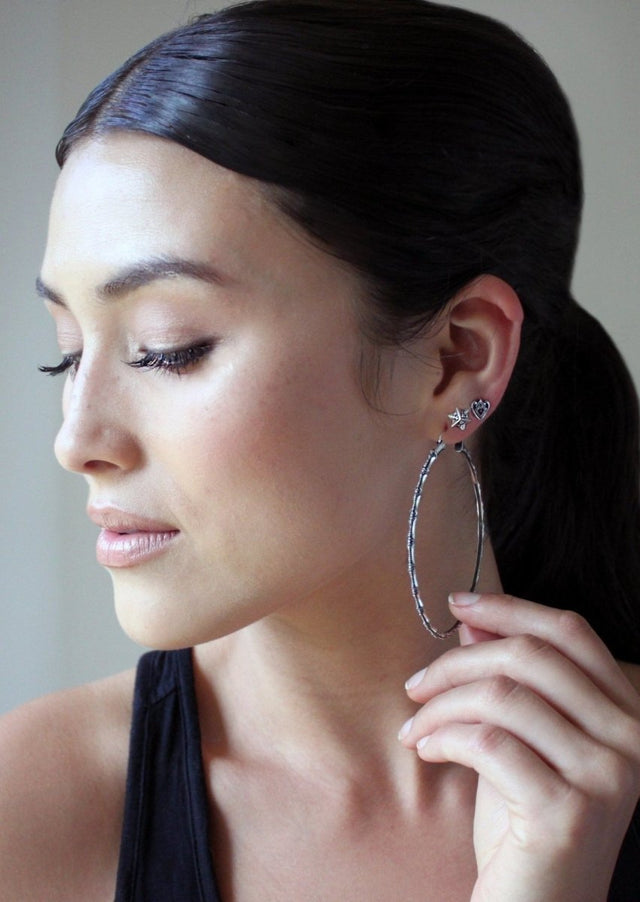 Bamboo Hoops in Silver - Veneka-Sustainable-Ethical-Jewelry-Astor & Orion Drop Ship