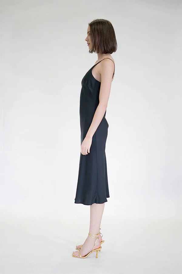 Bias Cut Slip Dress in Black - Veneka-Sustainable-Ethical-Dresses-Neu Nomads Drop Ship