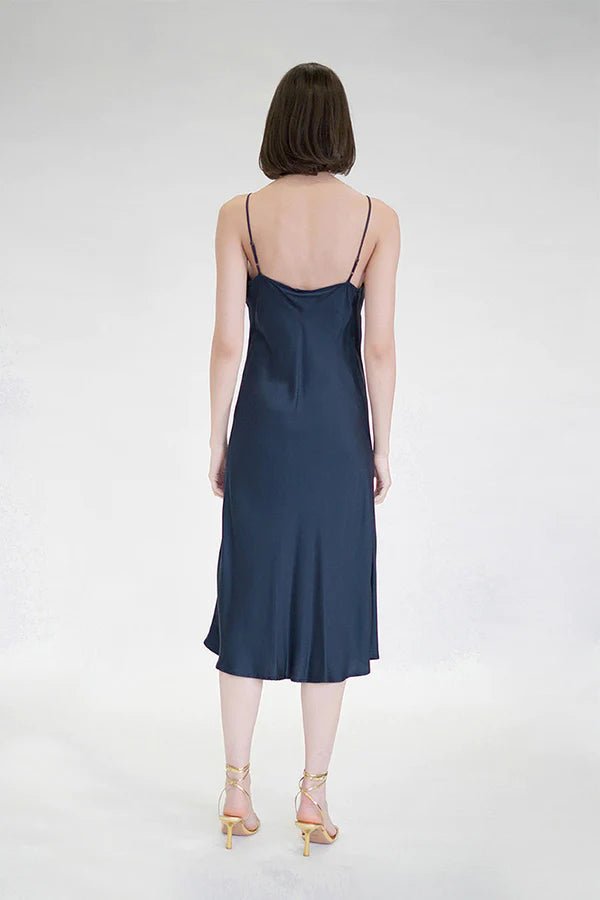 Bias Cut Slip Dress in Midnight Veneka Bias Cut Slip Dress in Midnight Veneka