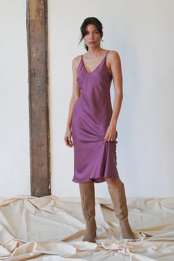 Bias Cut Slip Dress in Plum – Veneka