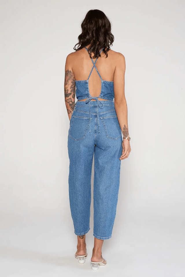 Birdie Halter Jumpsuit in River Rock - Veneka-Sustainable-Ethical-Dresses-Etica Denim Drop Ship