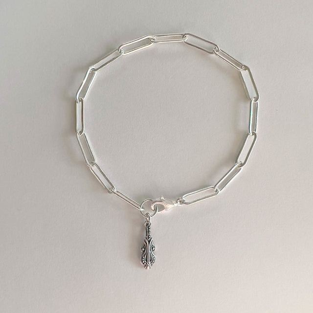 Blaine Paper Clip Bracelet with Melody Charm in Silver - Veneka-Sustainable-Ethical--Astor & Orion Drop Ship