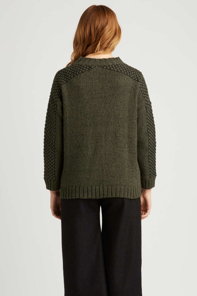 Bobble Shoulder Pullover in Forest - Veneka-Sustainable-Ethical-Tops-Indigenous Drop Ship