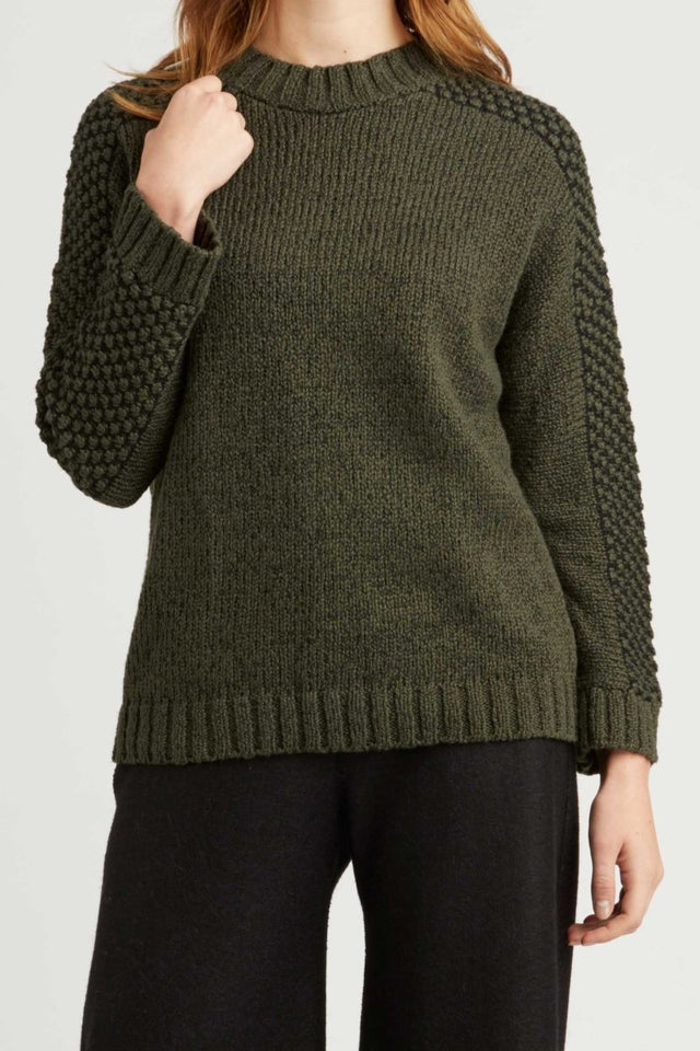 Bobble Shoulder Pullover in Forest - Veneka-Sustainable-Ethical-Tops-Indigenous Drop Ship