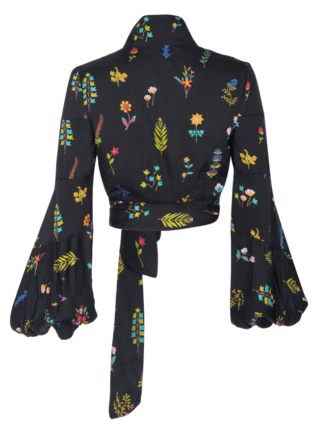 Botanica Tie Up Top in Midnight - Veneka-Sustainable-Ethical-Tops-Em & Shi Drop Ship