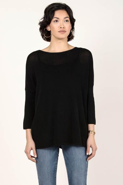Boxy Pullover in Black - Veneka-Sustainable-Ethical-Tops-Indigenous Drop Ship