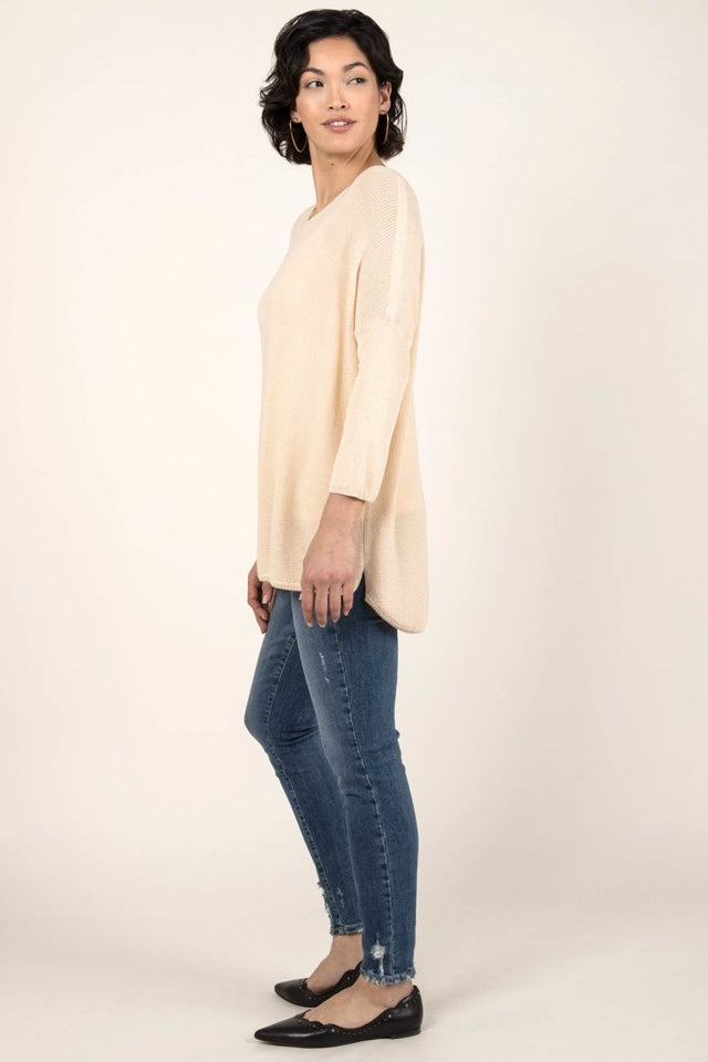Boxy Pullover in Ivory - Veneka-Sustainable-Ethical-Tops-Indigenous Drop Ship