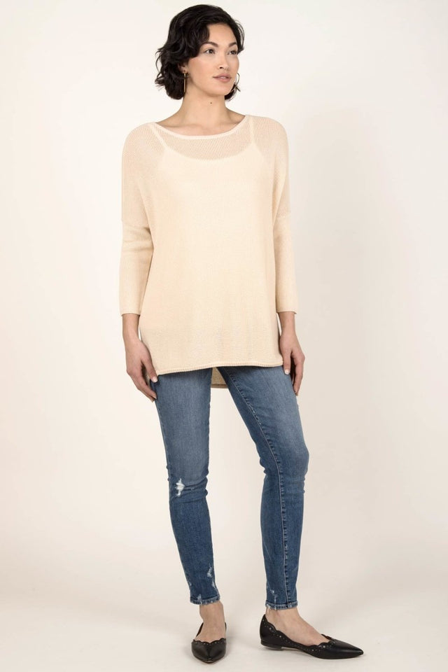 Boxy Pullover in Ivory - Veneka-Sustainable-Ethical-Tops-Indigenous Drop Ship