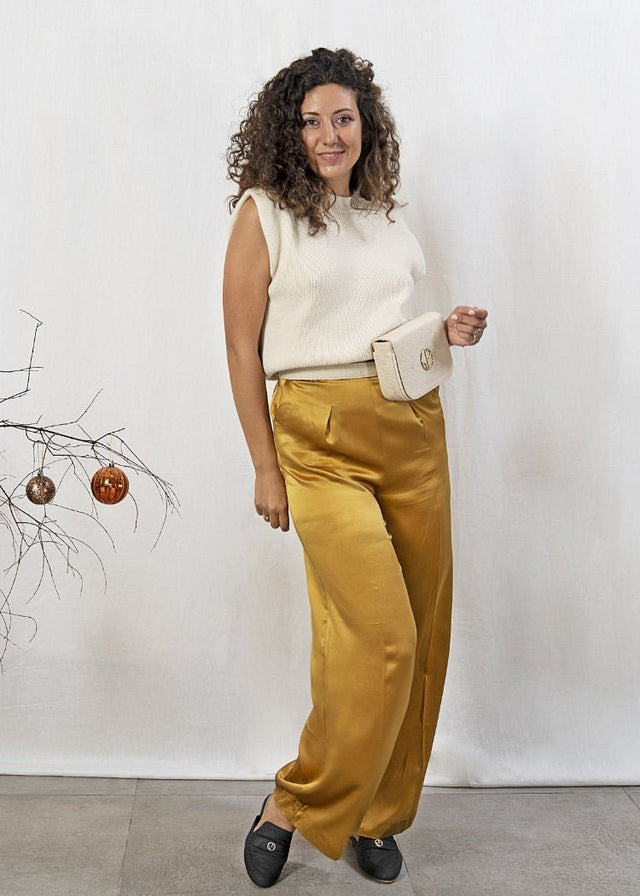 Branson BKG Wide Leg Pants in Mimosa - Veneka-Sustainable-Ethical-Bottoms-1 People Drop Ship