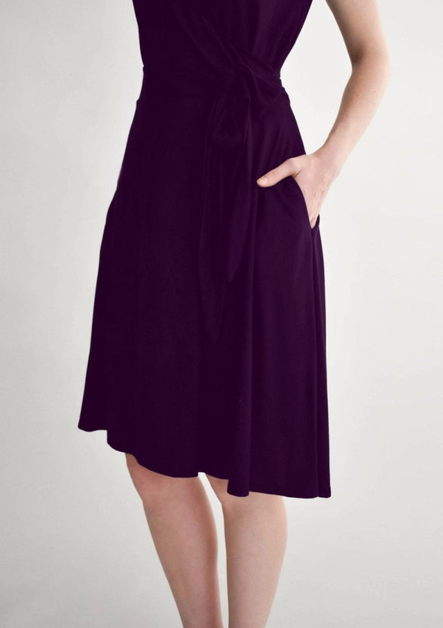 Breakaway Faux-Wrap Skirt in Plum Purple - Final Sale - Veneka-Sustainable-Ethical-Bottoms-Encircled Drop Ship