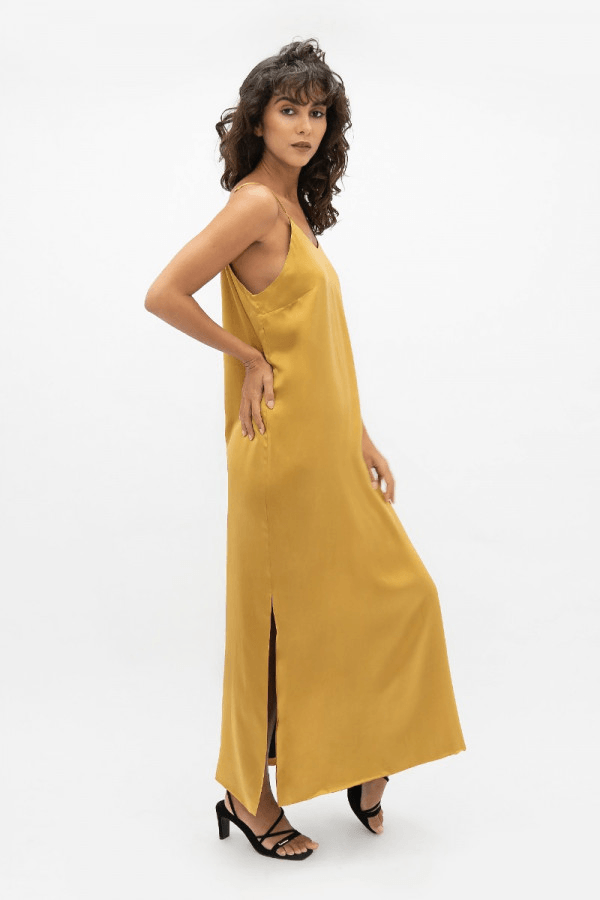 Calabar CBQ Slip Dress in Mimosa - Veneka-Sustainable-Ethical-Dresses-1 People Drop Ship