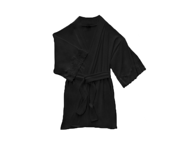 Calla Modal Kimono with Lace in Black - Veneka-Sustainable-Ethical-Jackets-Everviolet Drop Ship