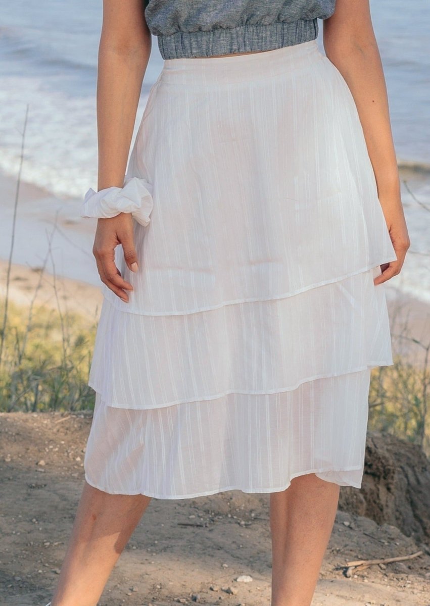 QUIZ White Tiered Ruffle Hem Mini Skirt  New Look