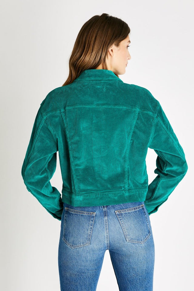 Chelsey Cord Jacket in Jade - Veneka-Sustainable-Ethical-Jackets-Etica Denim Drop Ship
