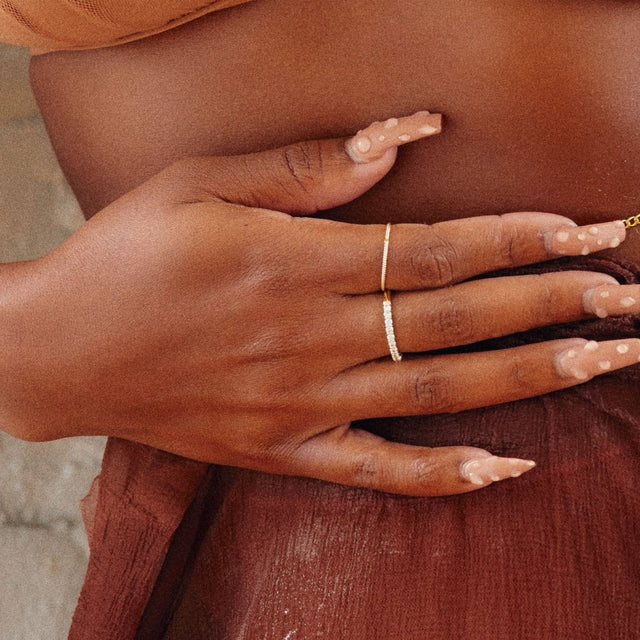 Chioma Recycled 14K Gold & Diamond Ring - Veneka-Sustainable-Ethical-Jewelry-Nunchi Drop Ship