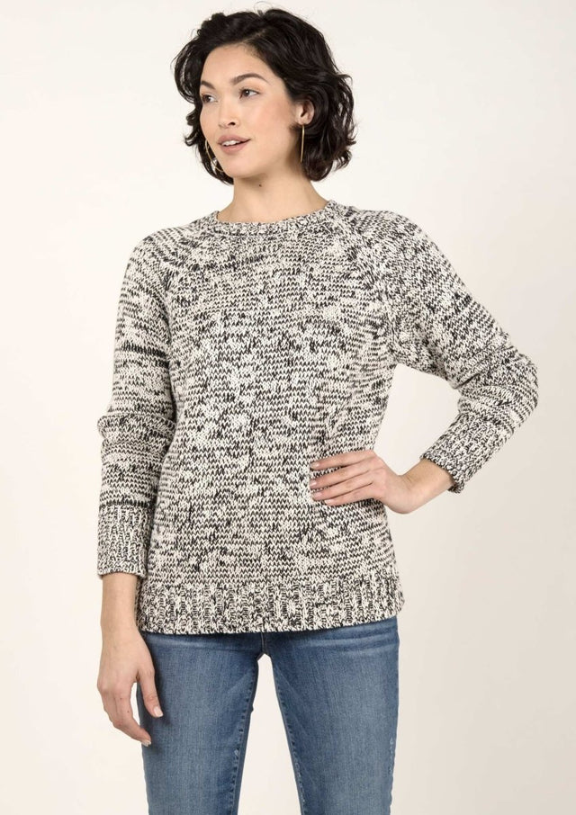 Chunky Raglan Sweater in Black/Ivory - Veneka-Sustainable-Ethical-Tops-Indigenous Drop Ship