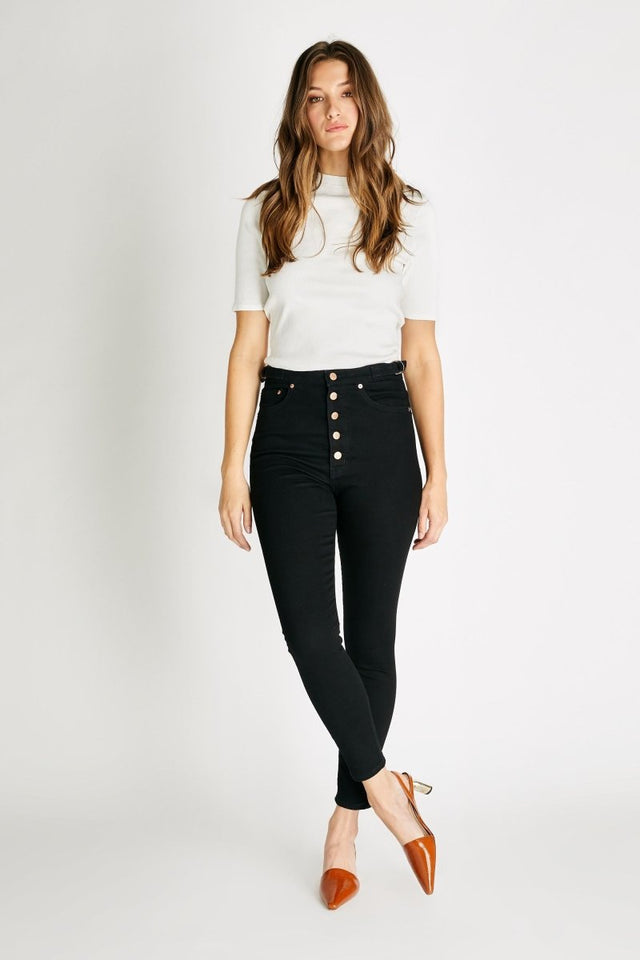 Cindy High Rise Skinny in Black - Veneka-Sustainable-Ethical-Bottoms-Etica Denim Drop Ship