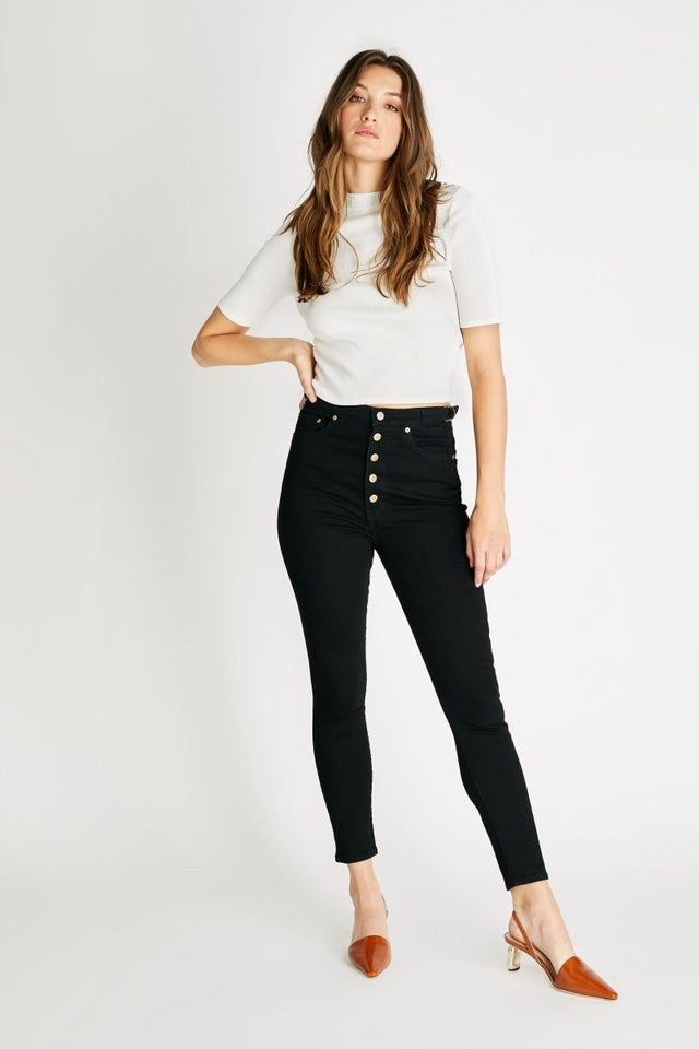 Cindy High Rise Skinny in Black - Veneka-Sustainable-Ethical-Bottoms-Etica Denim Drop Ship