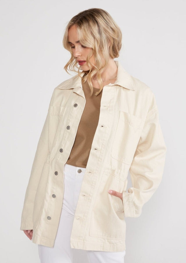 Claude Utility Jacket in Natural - Veneka-Sustainable-Ethical-Jackets-Etica Denim Drop Ship