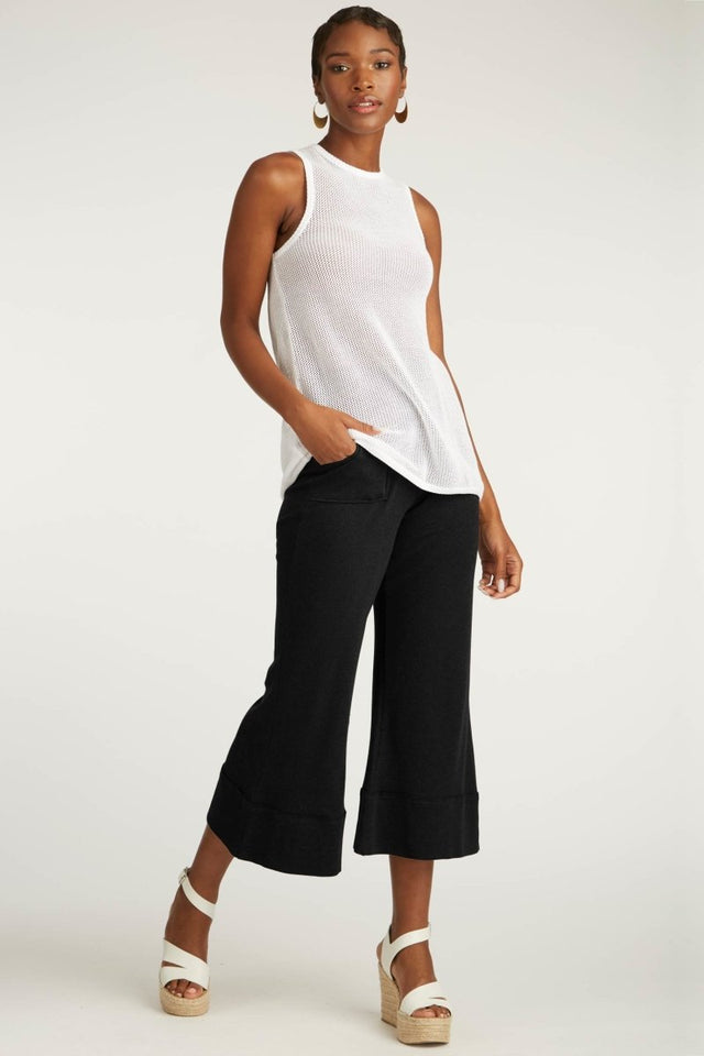 Crop Palazzo Pant in Black - Veneka-Sustainable-Ethical-Bottoms-Indigenous Drop Ship