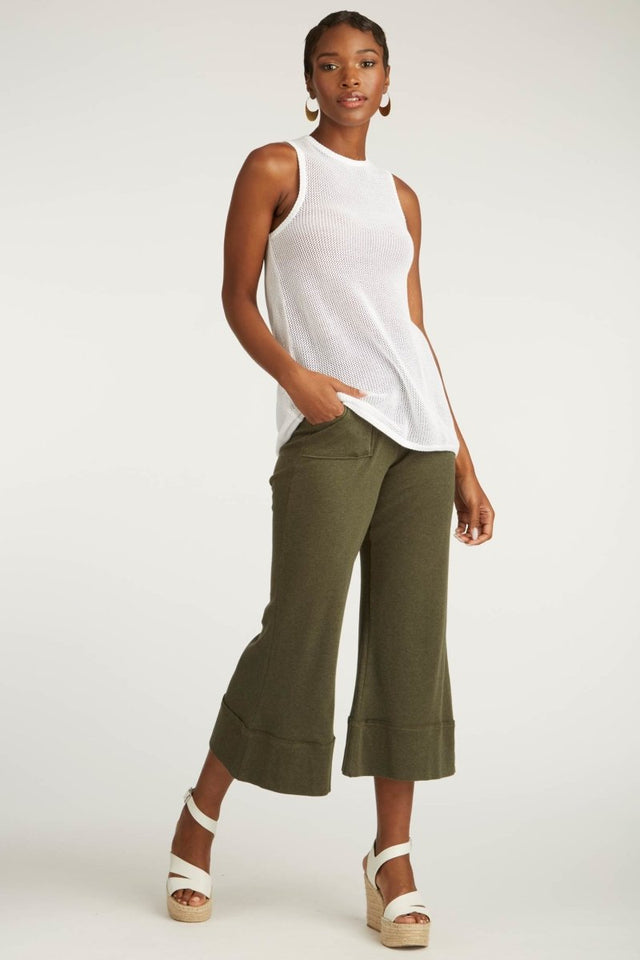 Crop Palazzo Pant in Moss - Veneka-Sustainable-Ethical-Bottoms-Indigenous Drop Ship