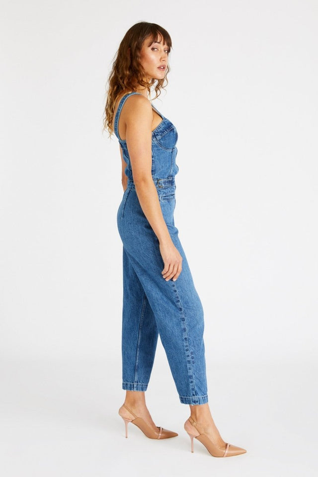 Darla Jumpsuit in Seafarer - Veneka-Sustainable-Ethical-Dresses-Etica Denim Drop Ship