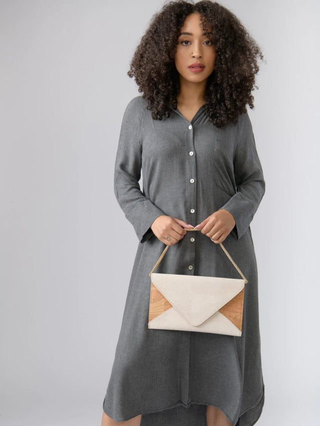 Date Night Clutch in Snake Brown - Veneka-Sustainable-Ethical-Bag-Tiradia Cork Drop Ship