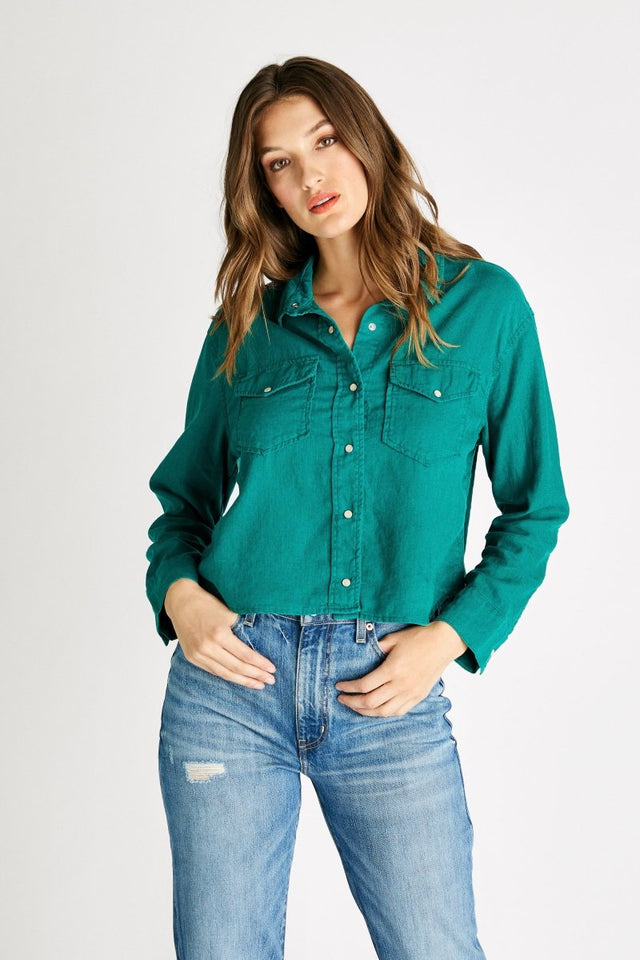 Diana Classic Shirt in Jade - Veneka-Sustainable-Ethical-Tops-Etica Denim Drop Ship