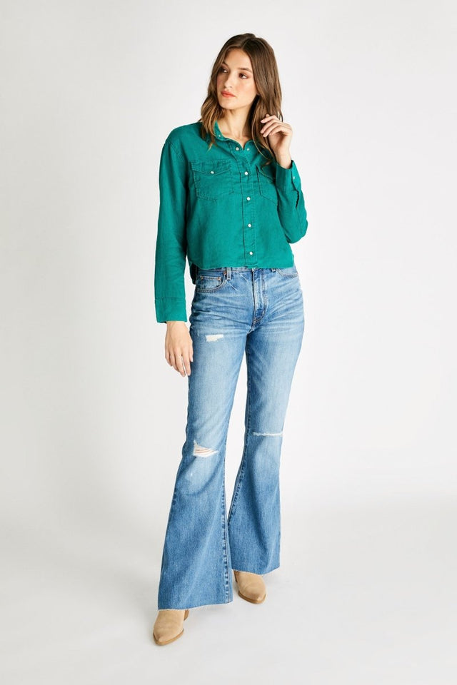 Diana Classic Shirt in Jade - Veneka-Sustainable-Ethical-Tops-Etica Denim Drop Ship