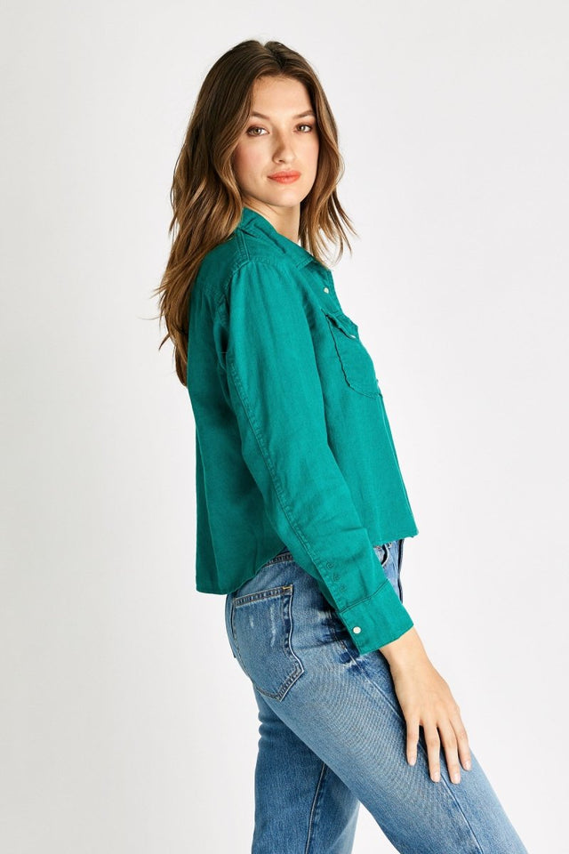 Diana Classic Shirt in Jade - Veneka-Sustainable-Ethical-Tops-Etica Denim Drop Ship