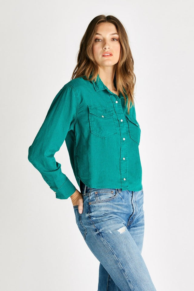 Diana Classic Shirt in Jade - Veneka-Sustainable-Ethical-Tops-Etica Denim Drop Ship